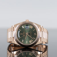 Rolex Day-Date 40mm Rose Gold Olive Roman Dial 228235 1