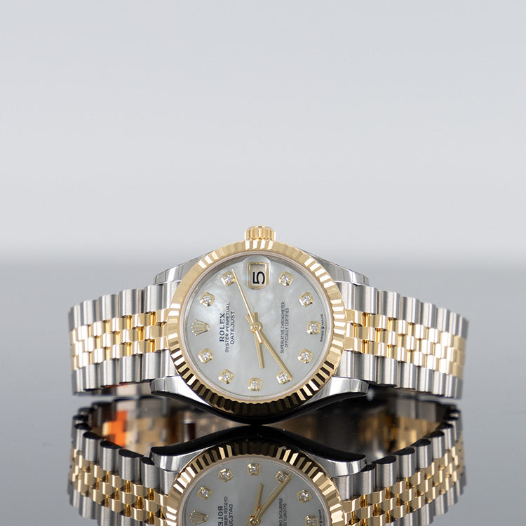 Rolex Datejust 28mm Steel and Yellow Gold Mother of Pearl Dial 278273