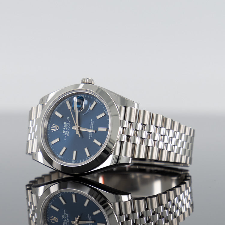 Rolex Datejust 41mm Steel Blue Dial Smooth Bezel Jubilee 126300