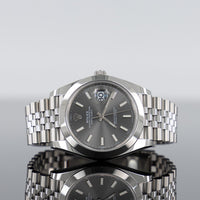 Rolex Datejust 41mm Steel Grey Dial Smooth Bezel Jubilee 126300 1