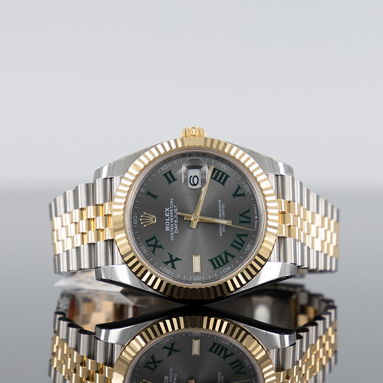 Rolex Datejust 41mm Steel and Yellow Gold Jubilee Fluted Wimbledon Dial 126333