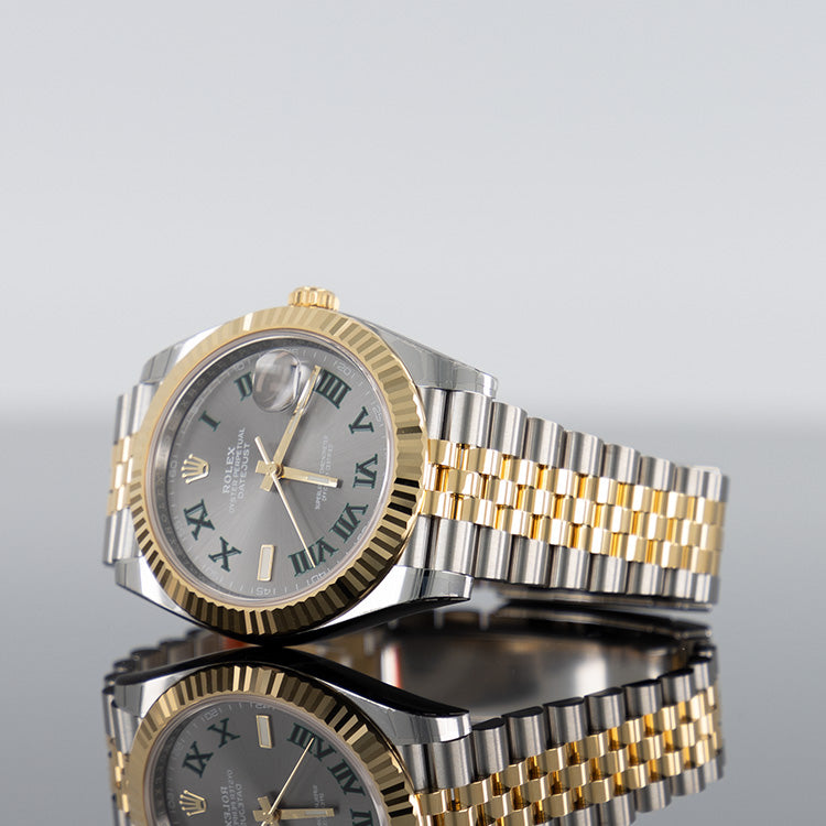 Rolex Datejust 41mm Steel and Yellow Gold Jubilee Fluted Wimbledon Dial 126333