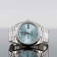 Rolex Day-Date 40mm Platinum Ice Blue Roman Dial 228236 1