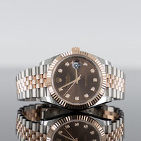 Rolex Datejust 41mm Steel and Rose Gold Fluted Chocolate Diamond Dial 126331 1
