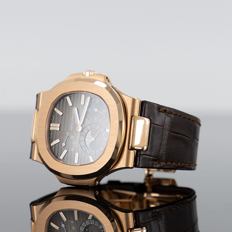 Patek Philippe 5712R-001 Nautilus Moon Phase Rose Gold With Brown Leather Brown Dial