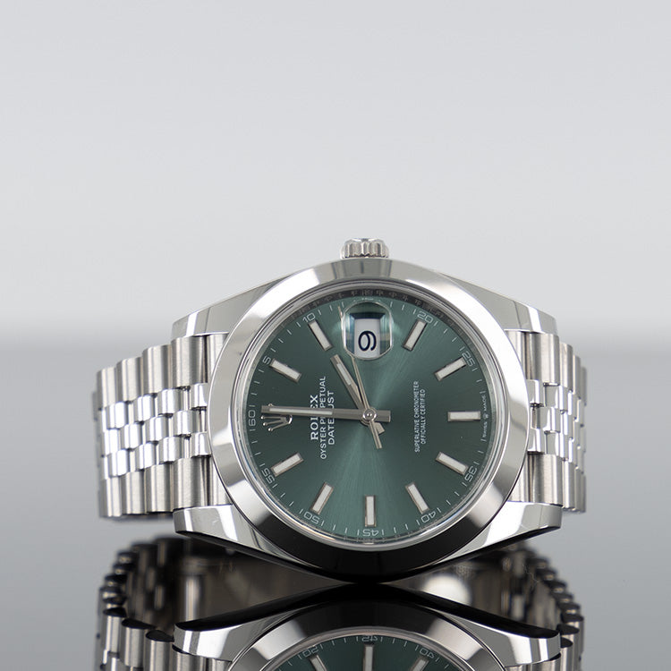 Rolex Datejust 41mm Steel Jubilee Smooth Green Index Dial 126300