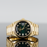 Rolex Day-Date 36mm Yellow Gold Ombre Fluted Diamond Dial Fluted Bezel 128238 1