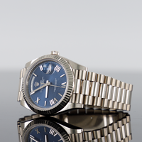Rolex Day-Date 40mm White Gold Arabic Blue Roman Dial Fluted Bezel 228239 2