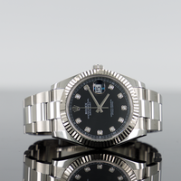 Rolex Datejust 36mm Steel Black Diamond Dial Fluted Bezel Oyster 126234 1
