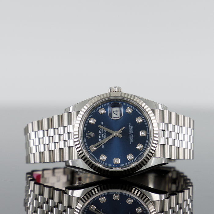 Rolex Datejust 36mm Steel blue Diamond Fluted Bezel Jubilee 126234