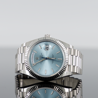 Rolex Day-Date 40mm Platinum ice blue Index Dial Fluted Bezel 228236 1