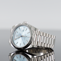 Rolex Day-Date 40mm Platinum ice blue Index Dial Fluted Bezel 228236 2