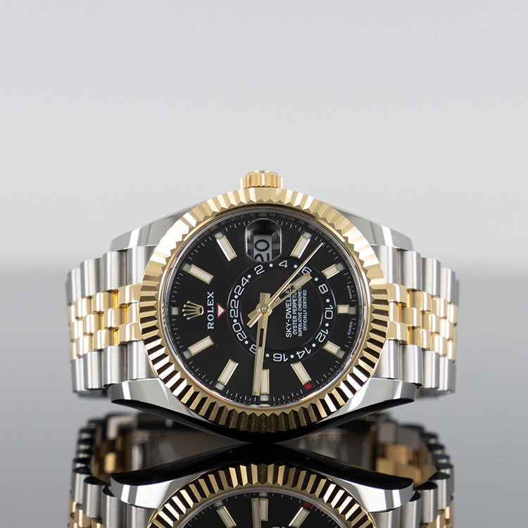 Rolex Sky-Dweller 42mm Steel and Yellow Gold Black Dial Jubilee 326933