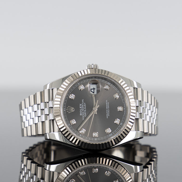 Rolex Datejust 41mm Steel Jubilee Gray Diamond Dial 126334