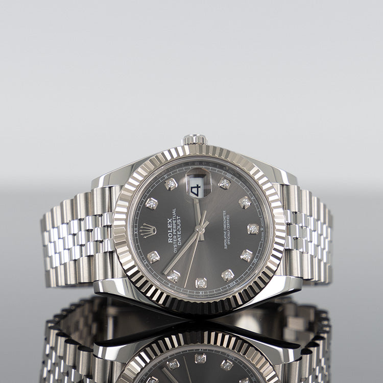 Rolex Datejust 41mm Steel Jubilee Gray Diamond Dial 126334