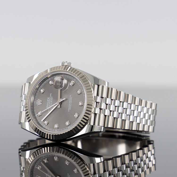 Rolex Datejust 41mm Steel Jubilee Gray Diamond Dial 126334