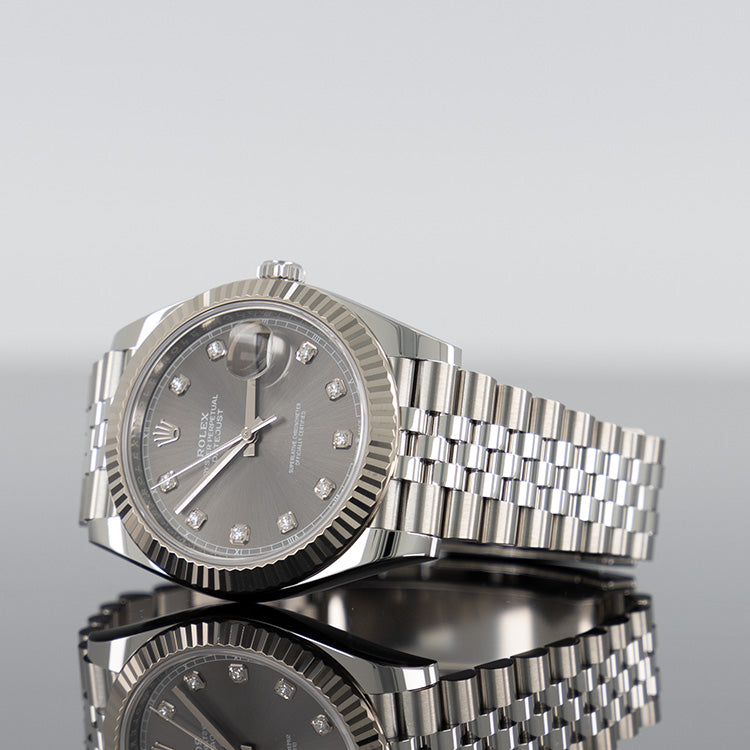 Rolex Grey Rolex Datejust 41mm Steel Jubilee Gray Diamond Dial 126334 – Styleout ...