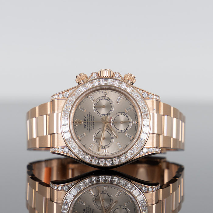 Rolex Daytona 40mm Rose Gold Sundust Baguette Dial 126595TBR
