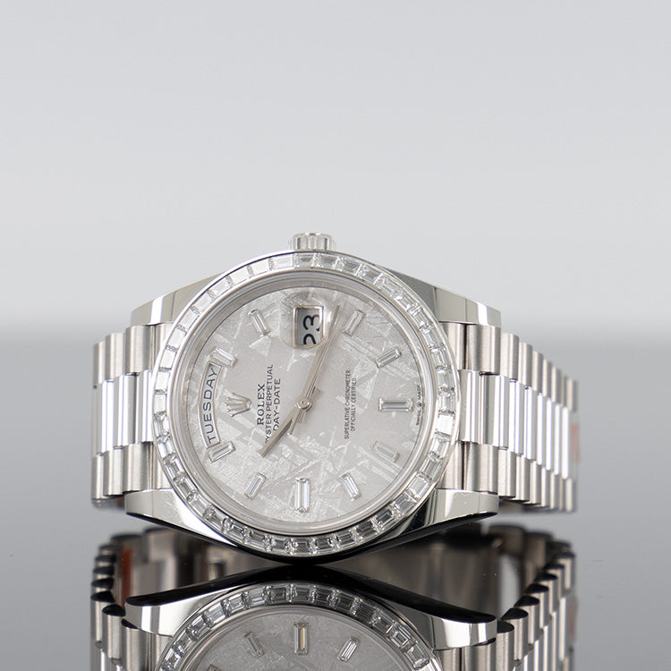 Rolex Day-Date 40mm Platinum Meteorite Baguette Dial 228396TBR