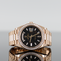 Rolex Day-Date 40mm Rose Gold "Eisenkiesel" Baguette Diamond Bezel 228345RBR 1