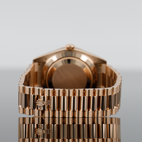 Rolex Day-Date 40mm Rose Gold "Eisenkiesel" Baguette Diamond Bezel 228345RBR 4