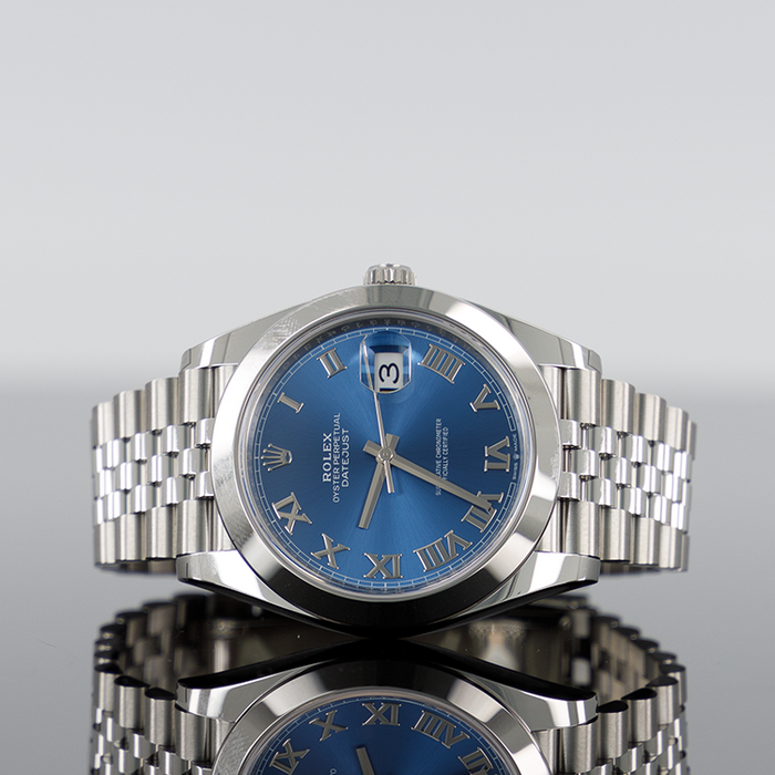 Rolex Datejust 41mm Steel Jubilee Smooth Blue Roman Dial 126300