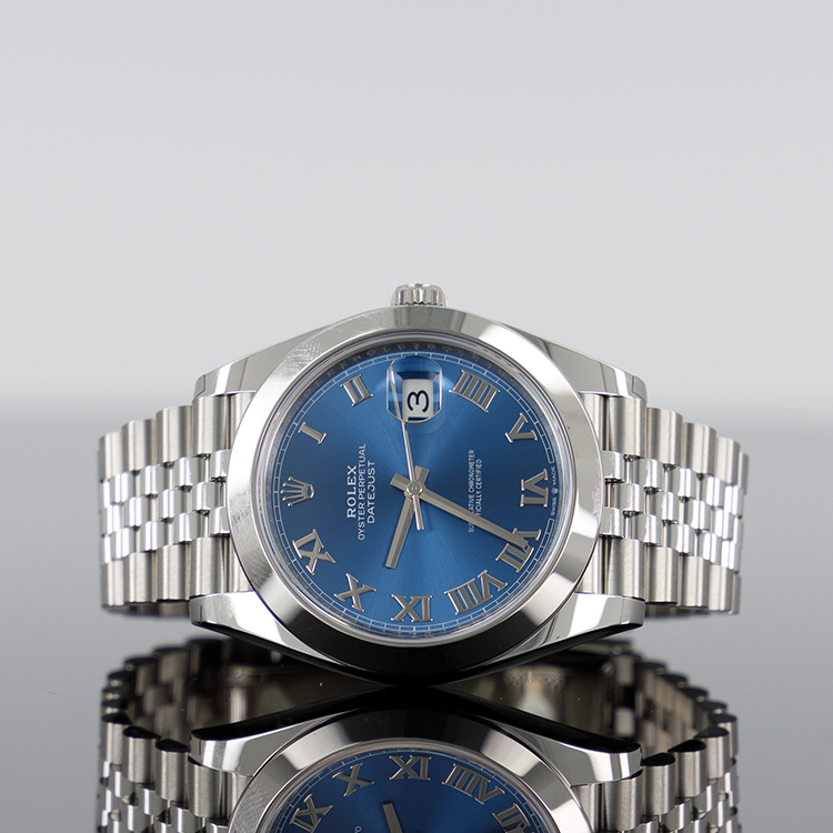 Rolex Datejust 41mm Steel Jubilee Smooth Blue Roman Dial 126300