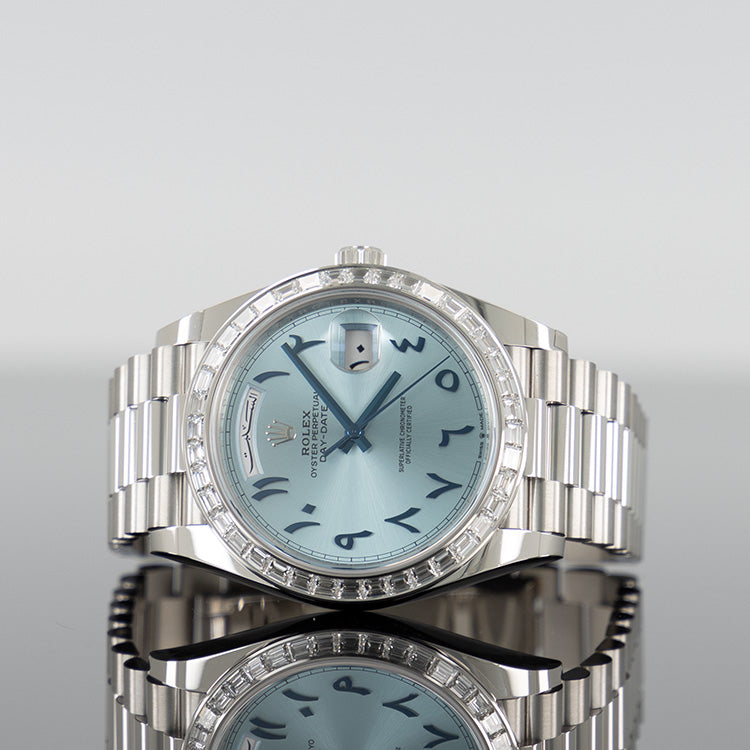 Rolex Day-Date 40mm Platinum Arabic Ice Blue Dial 228396TBR