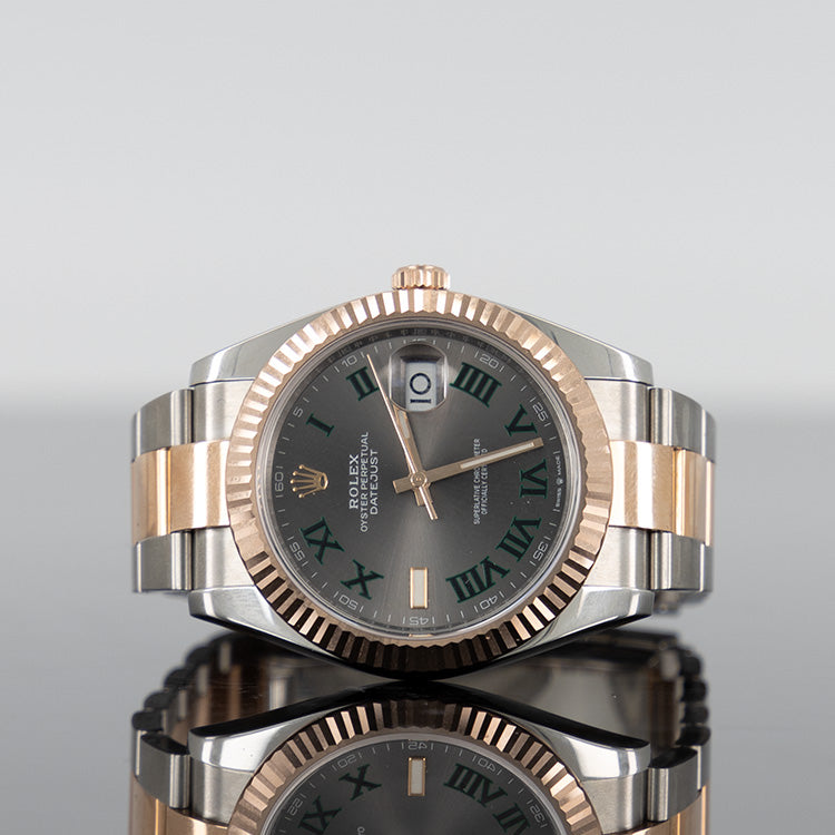 Rolex Datejust 41mm Steel and Rose Gold Fluted Wimbledon Dial 126331