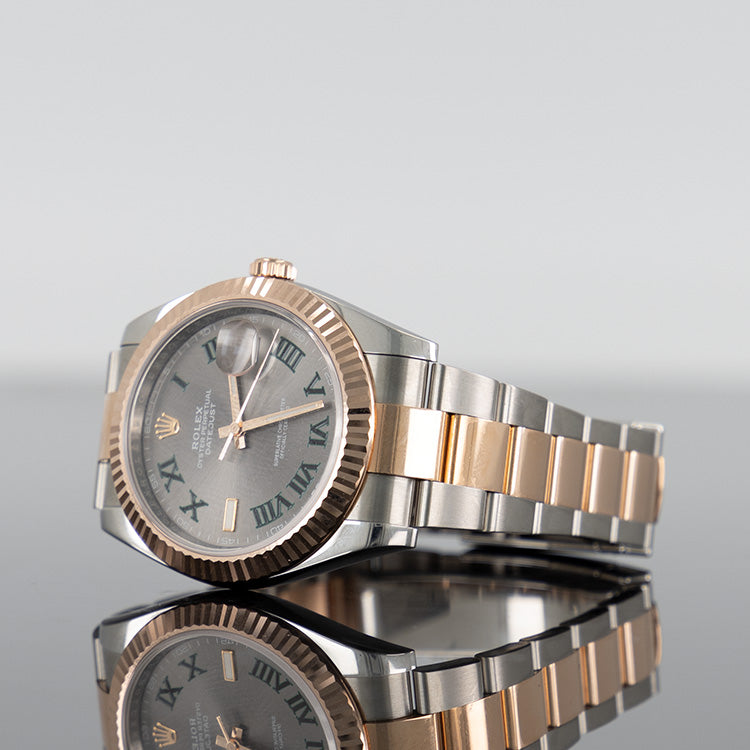 Rolex Datejust 41mm Steel and Rose Gold Fluted Wimbledon Dial 126331