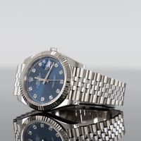 Rolex Datejust 41mm Steel Jubilee Fluted Blue Diamond Dial 126334 2