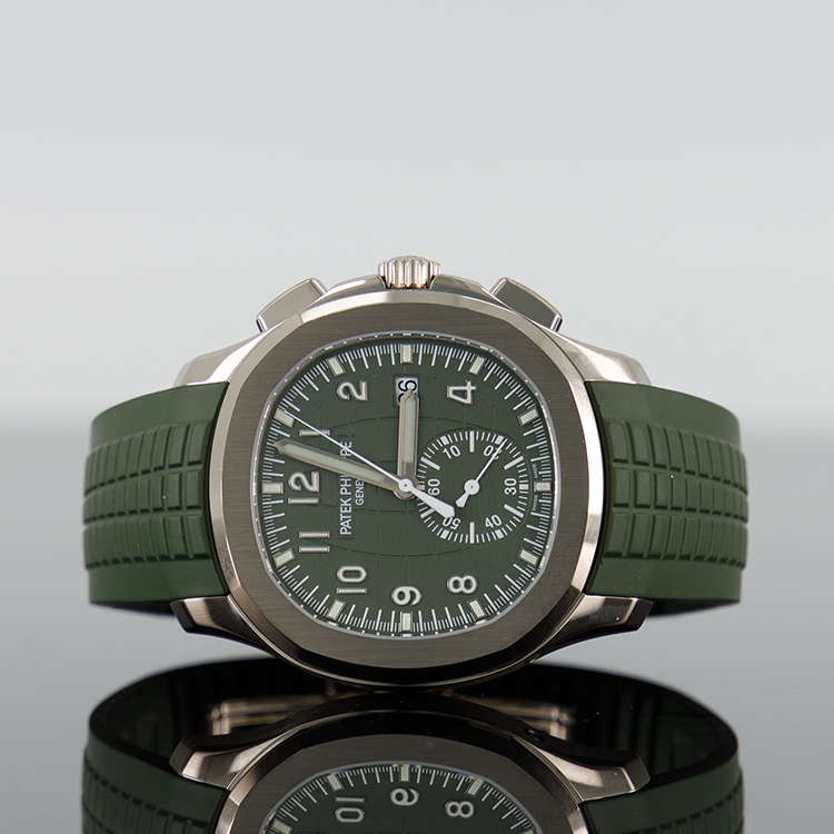 Patek Philippe 5968G-010 Aquaenaut White Gold 42.2mm Green Dial