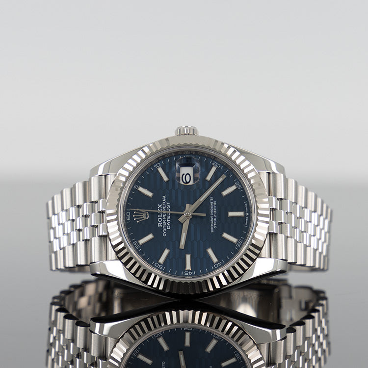 Rolex Datejust 41mm Steel Jubilee Fluted Blue Motif Dial 126334