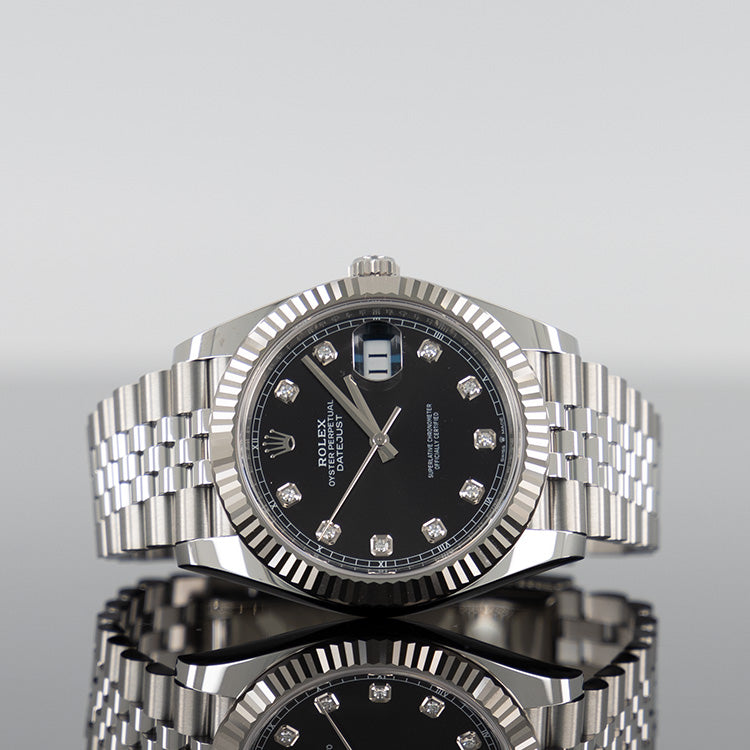 Rolex Datejust 41mm Steel Jubilee Black Diamond Dial 126334