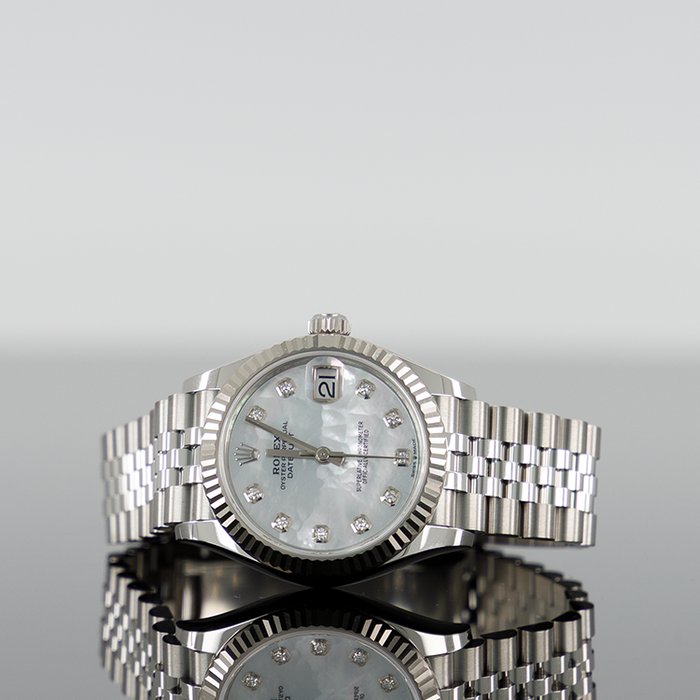 Rolex Datejust 31mm Steel Mother of Pearl Diamond Dial Fluted Bezel Jubilee 278274