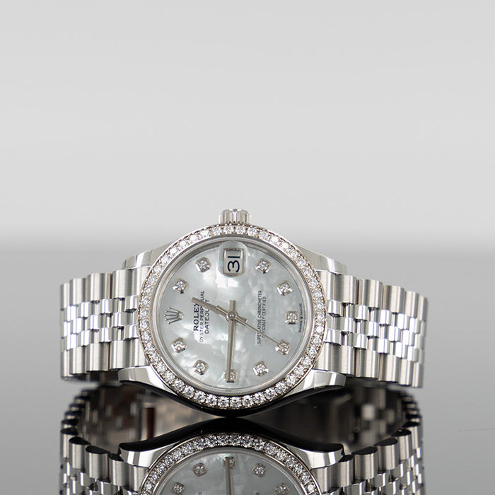 Rolex Datejust 31mm Steel Jubilee White Gold Mother Of Pearl White Diamond Dial 278384RBR