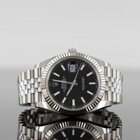 Rolex Datejust 41mm Steel Jubilee Fluted Black Index Dial 126334 1