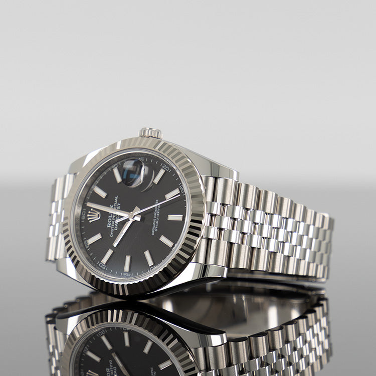 Rolex Datejust 41mm Steel Jubilee Fluted Black Index Dial 126334