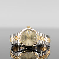Rolex Datejust 28mm Steel and Yellow Gold Champagne Diamond Dial 279173 1