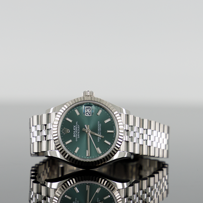 Rolex Datejust 31mm Steel Green Dial Fluted Bezel Jubilee 278274