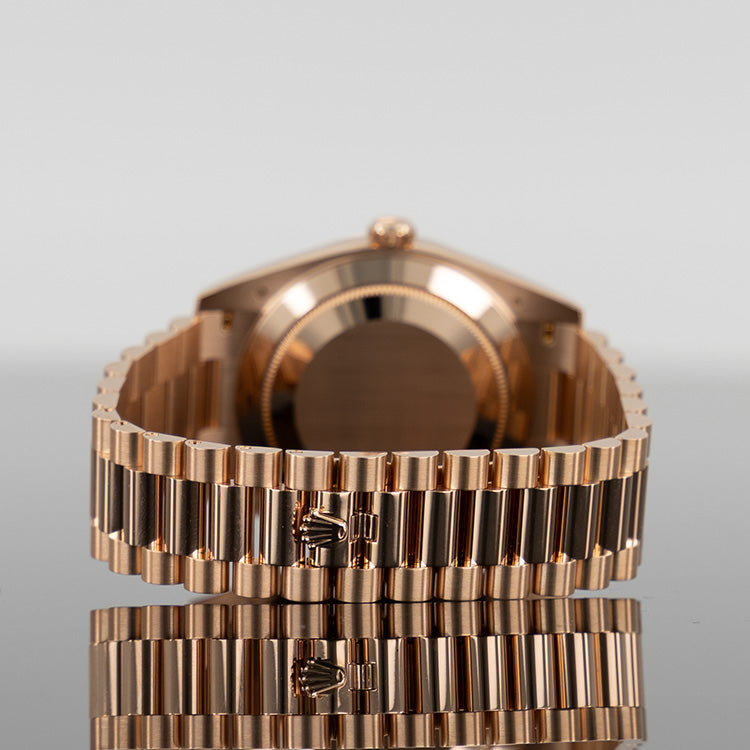 Rolex Day-Date 40mm Rose Gold Chocolate Baguette Dial 228235