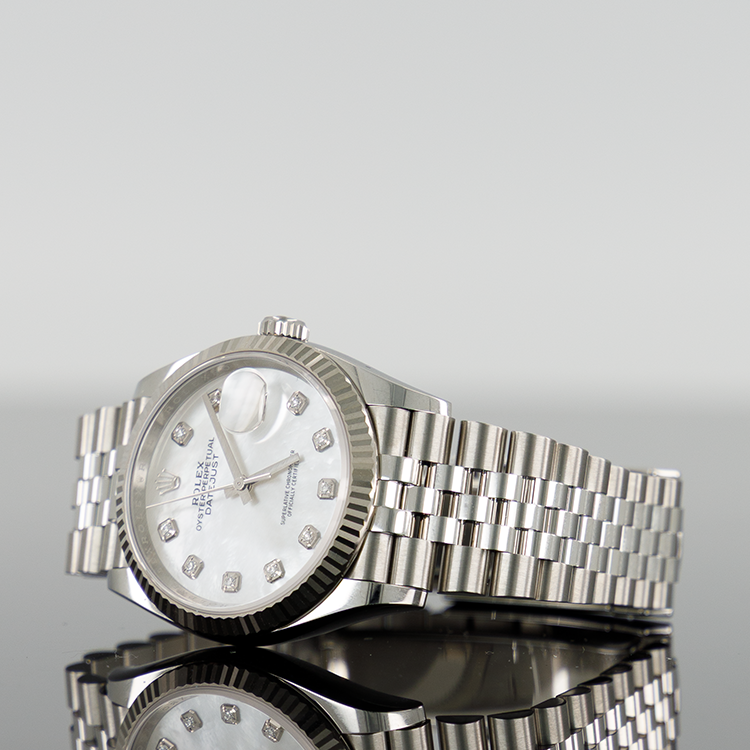 Rolex Datejust steel 36mm MOP Diamond Dial Fluted Jubilee 126234