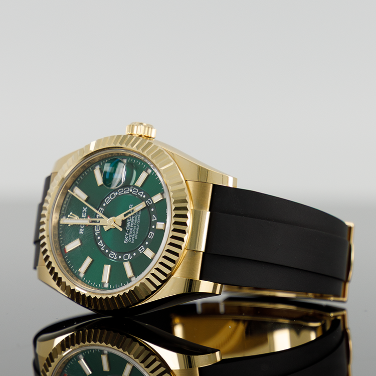 Rolex Sky-Dweller 42mm Oysterflex Yellow Gold Green Dial 336238