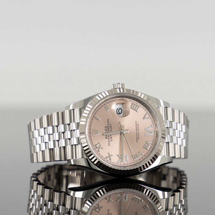 Rolex Datejust 36mm Steel Jubilee Silver VI and IX Diamond Dial 126234