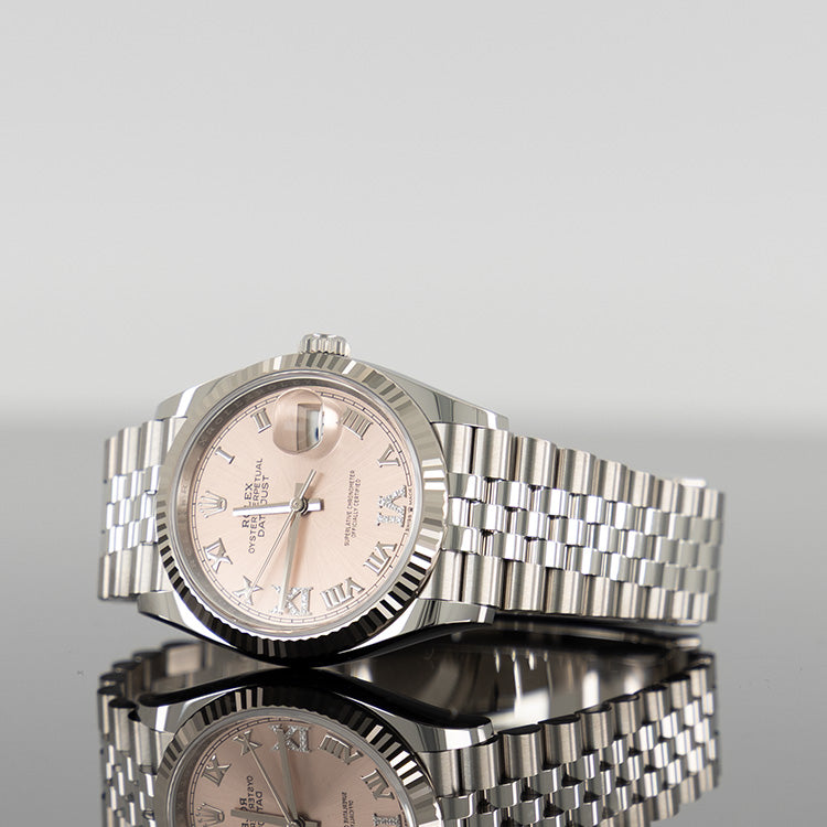 Rolex Datejust 36mm Steel Jubilee Silver VI and IX Diamond Dial 126234