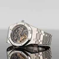 Audemars Piguet Royal Oak 41 mm Double Balance Wheel Openwork Stainless Steel Skeleton Dial 15407ST.OO.1220ST.01 2