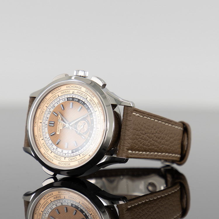 Patek Philippe 5935A-001 Complications 41mm Steel Leather Rose Gilt Dial