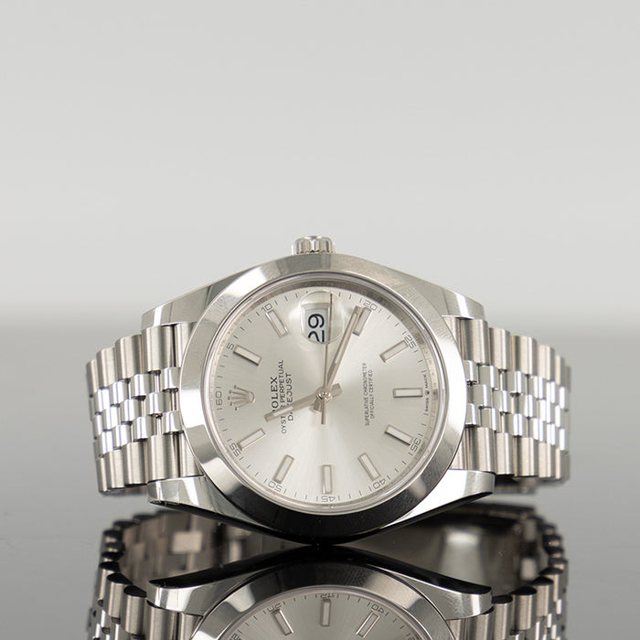 Rolex Datejust 41mm Steel Jubilee Smooth Bezel Silver Dial 126300