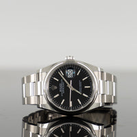 Rolex Datejust 36mm Steel Oyster Smooth Black Index Dial 126200 1