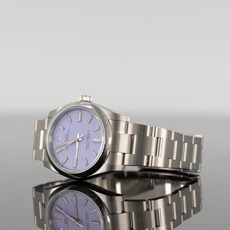 Rolex Oyster Perpetual 34mm Steel Lavender Dial 124200
